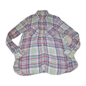 DENIM & SUPPLY RALPH LAUREN Cotton Plaid Button Down Western Boho Shirt Sz L